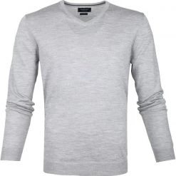 Truien Van Merino Wol Profuomo Pullover Merino V-Hals Grijs