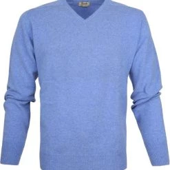 Lamswollen Truien William Lockie Pullover Lamswol V Surf Mid Blue