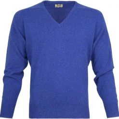 Lamswollen Truien William Lockie Pullover Lamswol V Persian Royal Blue