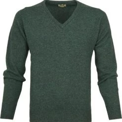 Lamswollen Truien William Lockie Pullover Wol Moorland Groen
