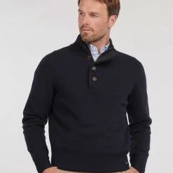 Wollen Truien Voor Heren Barbour Trui Wol Patch Navy -Truien & Vesten Verkoop winkel 63649 9