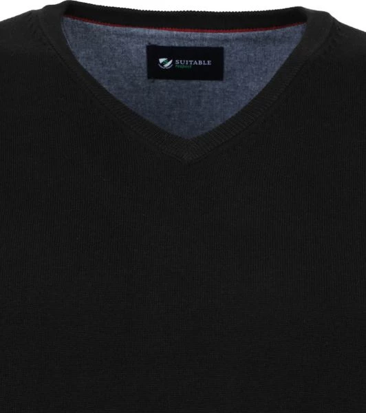 Suitable Katoen Vini Pullover V-Hals Zwart 2 Suitable Katoen Vini Pullover V-Hals Zwart - Afbeelding 2