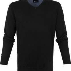 Suitable Katoen Vini Pullover V-Hals Zwart