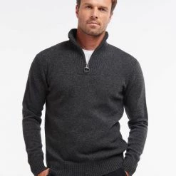 Lamswollen Truien Barbour Half Zip Trui Lamswol Antraciet -Truien & Vesten Verkoop winkel 70074 5