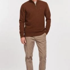 Lamswollen Truien Barbour Half Zip Trui Lamswol Bruin -Truien & Vesten Verkoop winkel 70822 3