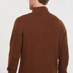 Lamswollen Truien Barbour Half Zip Trui Lamswol Bruin -Truien & Vesten Verkoop winkel 70822 4