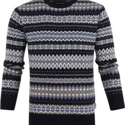 Lamswollen Truien Barbour Isle Trui Wol Dessin Donkerblauw