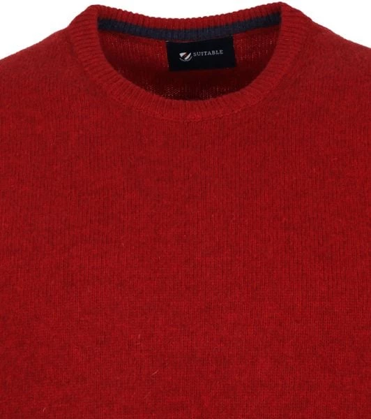 Lamswollen Truien Suitable Lamswol Trui O-Hals Rood 6 Lamswollen Truien Suitable Lamswol Trui O-Hals Rood - Afbeelding 6