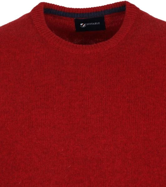 Lamswollen Truien Suitable Lamswol Trui O-Hals Rood 2 Lamswollen Truien Suitable Lamswol Trui O-Hals Rood - Afbeelding 2