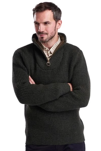 Lamswollen Truien Barbour New Tyne Zip Trui Wol Olijfgroen 5 Lamswollen Truien Barbour New Tyne Zip Trui Wol Olijfgroen - Afbeelding 5