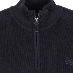 Schipperstruien & Truien Met Rits Superdry Henley Half Zip Pullover Donkerblauw -Truien & Vesten Verkoop winkel 71894 2 1