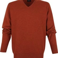 Wollen Truien Voor Heren William Lockie V-Hals Brique Lamswol