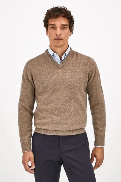 Lamswollen Truien Hackett Lamswollen Trui Beige 2 Lamswollen Truien Hackett Lamswollen Trui Beige - Afbeelding 2