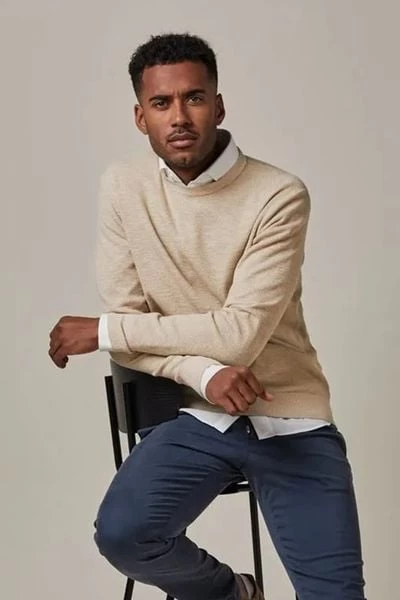 Pullover Profuomo O-Hals Trui Beige 5 Pullover Profuomo O-Hals Trui Beige - Afbeelding 5