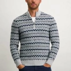 Pullover State Of Art Half Zip Grijsblauw Print -Truien & Vesten Verkoop winkel 74542 2 1