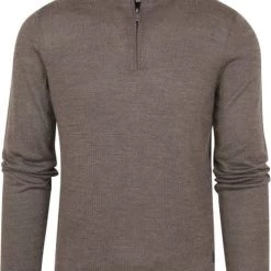 Wollen Truien Voor Heren State Of Art Half Zip Wol Mix Taupe -Truien & Vesten Verkoop winkel 74628 1 1