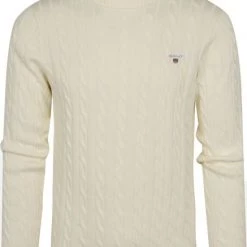 Sweaters Gant Kabeltrui O-Hals Off White