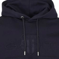Hoodies Gant Hoodie Tonal Shield Donkerblauw -Truien & Vesten Verkoop winkel 74660 2 1