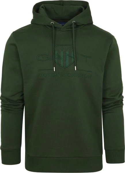 Hoodies Gant Hoodie Tonal Shield Donkergroen 1 Hoodies Gant Hoodie Tonal Shield Donkergroen