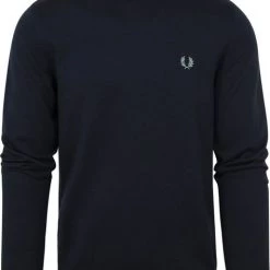 Wollen Truien Voor Heren Fred Perry Trui Wol Mix Logo Navy Blauw