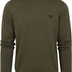 Wollen Truien Voor Heren Fred Perry Trui Wol Mix Logo Groen -Truien & Vesten Verkoop winkel 74886 1 1