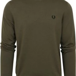 Wollen Truien Voor Heren Fred Perry Trui Wol Mix Logo Groen