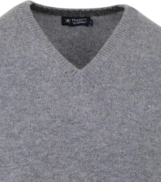 Lamswollen Truien Hackett Pullover Lamswol V-Hals Grijs 2 Lamswollen Truien Hackett Pullover Lamswol V-Hals Grijs - Afbeelding 2