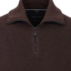 Schipperstruien & Truien Met Rits Casa Moda Halfzip Trui Bruin -Truien & Vesten Verkoop winkel 75094 2 1