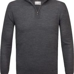 Truien Van Merino Wol Profuomo Half Zip Merinowol Antraciet -Truien & Vesten Verkoop winkel 75220 1 1
