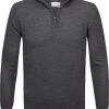 Truien Van Merino Wol Profuomo Half Zip Merinowol Antraciet