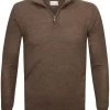 Truien Van Merino Wol Profuomo Half Zip Merinowol Taupe