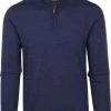 Truien Van Merino Wol Suitable Half Zip Trui Merino Kobalt Blauw