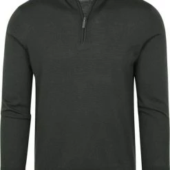 Truien Van Merino Wol Suitable Half Zip Trui Merino Donkergroen -Truien & Vesten Verkoop winkel 75236 1 1