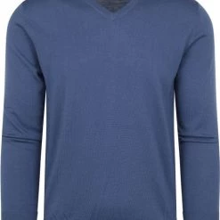 Truien Van Merino Wol Suitable Pullover V-Hals Merino Blauw