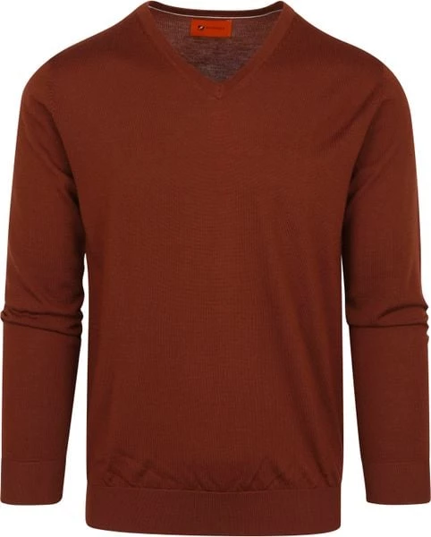 Truien Van Merino Wol Suitable Pullover V-Hals Merino Brique 4 Truien Van Merino Wol Suitable Pullover V-Hals Merino Brique - Afbeelding 4