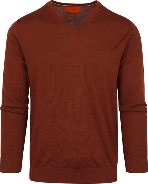 Truien Van Merino Wol Suitable Pullover V-Hals Merino Brique 1 Truien Van Merino Wol Suitable Pullover V-Hals Merino Brique