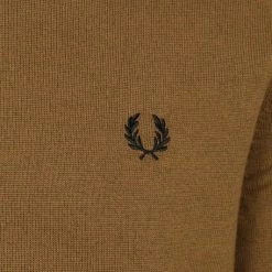 Wollen Truien Voor Heren Fred Perry Trui Wol Mix Logo Bruin -Truien & Vesten Verkoop winkel 75258 3
