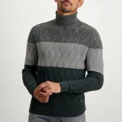 Coltruien Voor Heren State Of Art Coltrui Streep Donkergroen -Truien & Vesten Verkoop winkel 75275 2 1