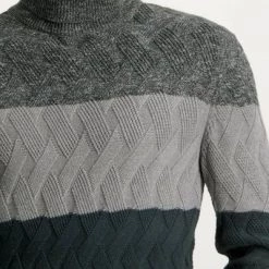 Coltruien Voor Heren State Of Art Coltrui Streep Donkergroen -Truien & Vesten Verkoop winkel 75275 3