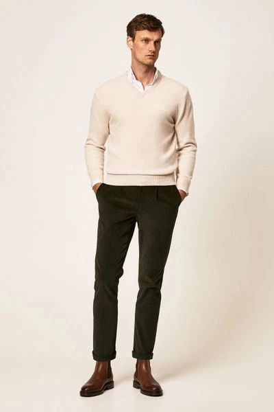 Lamswollen Truien Hackett Pullover Lamswol V-Hals Ecru 4 Lamswollen Truien Hackett Pullover Lamswol V-Hals Ecru - Afbeelding 4