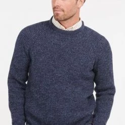 Lamswollen Truien Barbour Trui Lamswol Knitted Navy -Truien & Vesten Verkoop winkel 75482 2 1